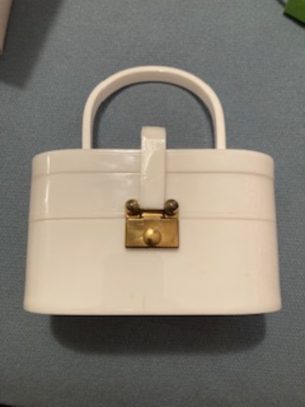 Vintage 1950s Wiesner of Miami White Lucite Box Handbag Original Box